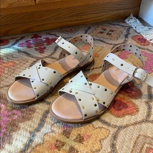 Clarks White Leather Sandals